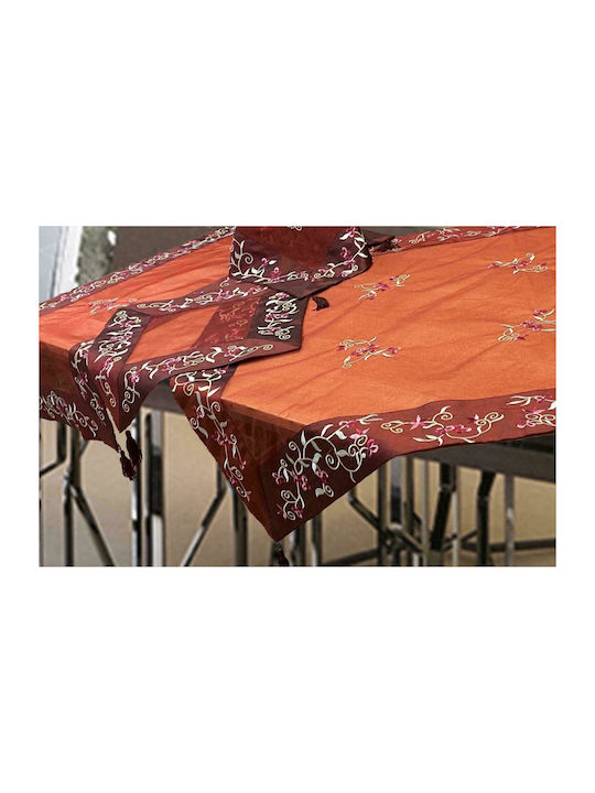 Linea Home Grape Cotton & Polyester Checkered Tablecloth with Embroidery Set 4pcs Με Φάσα 85x85cm