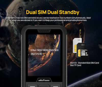 Ulefone Armor Mini 2 Dual SIM Ανθεκτικό Κινητό με Κουμπιά (Αγγλικό Μενού) Dark Gray