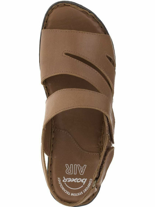 Leder Flache Sandalen für Damen Anatomisch in Tabac Braun Farbe