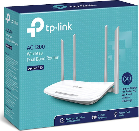 TP-LINK Archer C50 v6 Ασύρματο Router Wi‑Fi 5 με 4 Θύρες