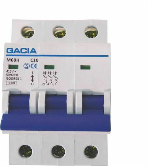 Gacia 3-Poles Automatic Circuit Breaker 40A 6kA 500-43026