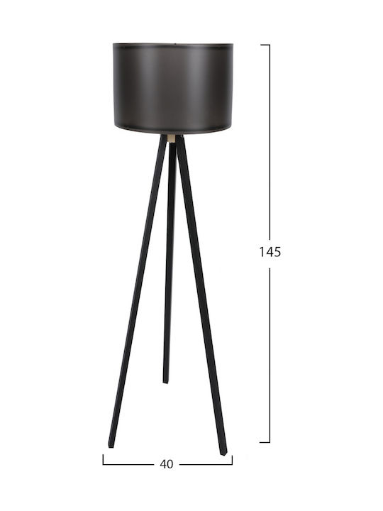 HomeMarkt Cagney Floor Lamp H145xW38cm. with Socket for Bulb E27 Black