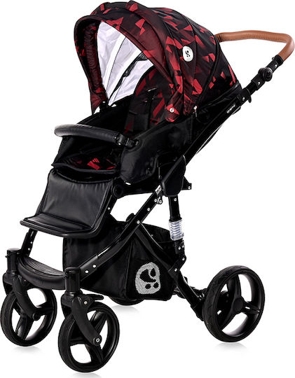 Lorelli Rimini Verstellbar 3 in 1 Baby Kinderwagen Geeignet für Neugeborene Ruby Red & Black Lighthouse
