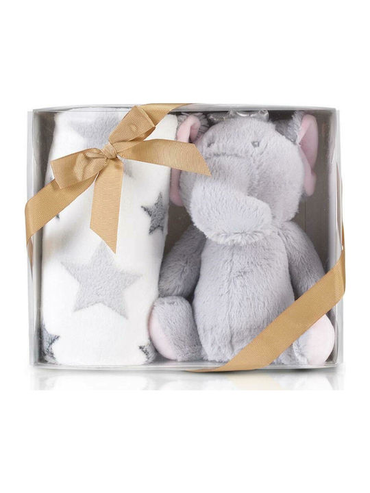 Cangaroo Decke Wickeltücher für Kinderzimmer Little Elephant Gray mit Tierchen 75x90cm 108609