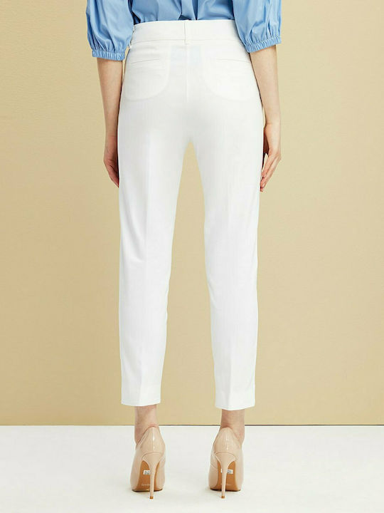 Forel Women's Cotton Capri Trousers in Slim Fit White