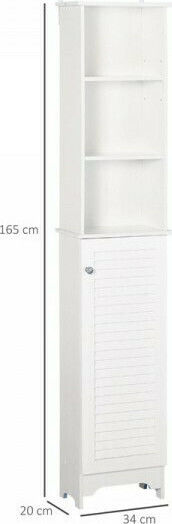 HomCom Στήλη Μπάνιου Δαπέδου Μ34xΒ20xΥ165cm Λευκή