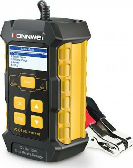 Konnwei KW510 Ψηφιακό Battery Tester με Κροκοδειλάκια 12V