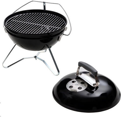Weber Smokey Joe Rostfreier Stahl Tragbar Holzkohlegrill Kessel mit Deckel und Thermometer 37cmx37cm