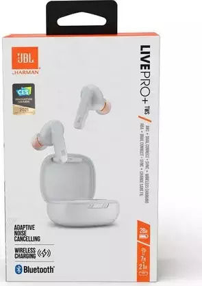 JBL Live Pro+ In-ear Bluetooth Handsfree Earphones with Sweat Resistance and Charging Case White