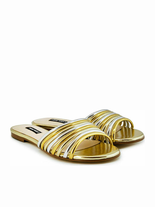 Nine West Links3 Damen Flache Sandalen in Gold Farbe