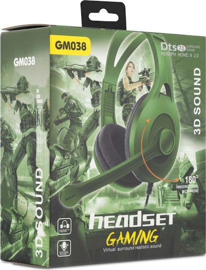 GM038 Over Ear Gaming Headset with Connection 2x3.5mm Green
