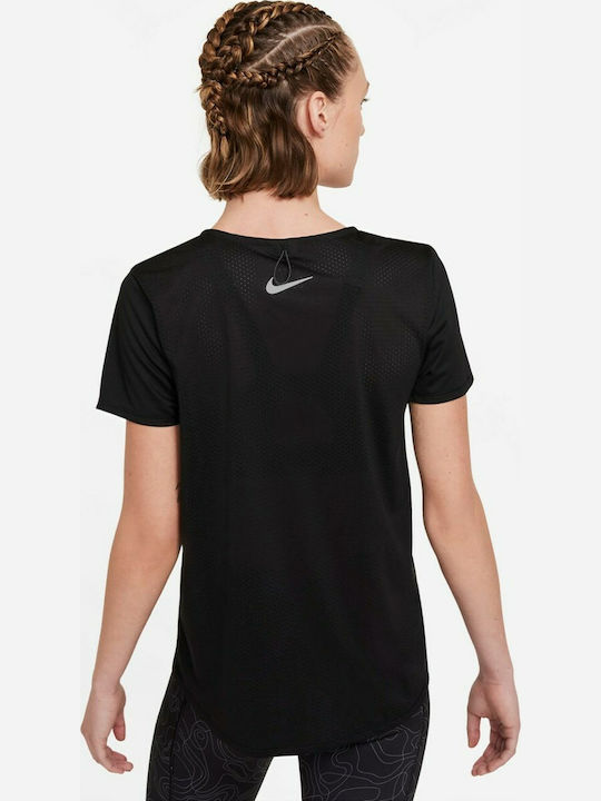 Nike Miler Damen Sport T-Shirt Dri-Fit Schwarz