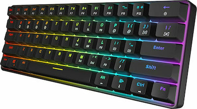 HK Gaming GK61 Gaming Μηχανικό Πληκτρολόγιο 60% με Gateron Yellow διακόπτες και RGB φωτισμό (Αγγλικό US)