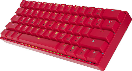 HK Gaming GK61 Gaming Mechanical Keyboard 60% with Gateron Black switches and RGB lighting (English US) Red