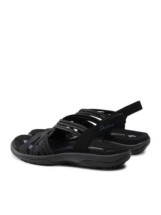 Reggae Slim Simply Stretch Leather Women's Flat Sandals in Black Color