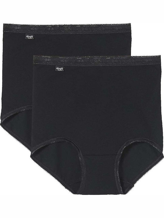 Basic Maxi Βαμβακερά Ψηλόμεσα Γυναικεία Boxer 2Pack Μαύρα