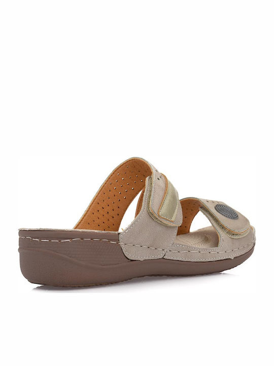 Antrin Kostanza Women's Flat Sandals in Beige Color