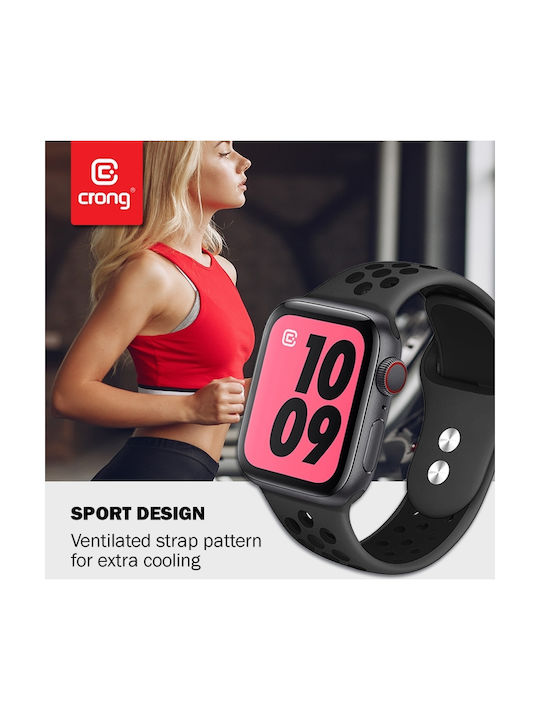 Crong Duo Sport Strap Silicone with Pin Black (Apple Watch 38/40/41/42mm) CRG-40DSB-BLK