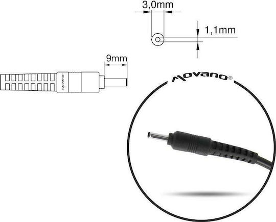 Mitsu Laptop Charger 60W 19V 3.16A for Samsung with Detachable Power Cable
