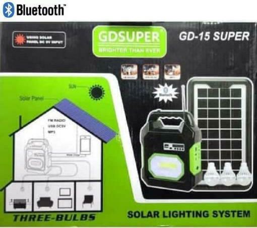 GDLite Autonomous Solar Lighting System GD-15 Super with Speaker , Light System , Radio , Flash Light & Charger