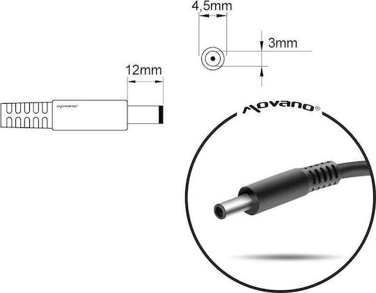 Mitsu Notebook 4.5x3.0 Pin Φορτιστής Laptop 90W 19.5V 4.62A για Dell με Αποσπώμενο Καλώδιο Τροφοδοσίας