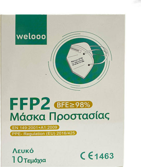 Welooo FFP2 NR Маска за защита FFP2 Бял 10бр