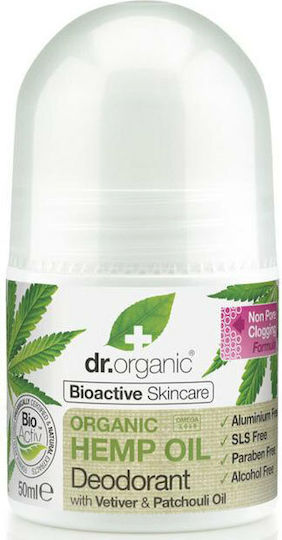 Dr.Organic Hemp Oil Hemp Oil Deodorant Natural Roll-On Fără Aluminiu 50ml