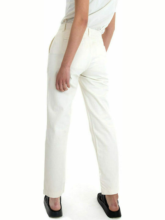 Superdry Cropped Γυναικείο Ψηλόμεσο Denim Παντελόνι σε Ίσια Γραμμή Μπεζ