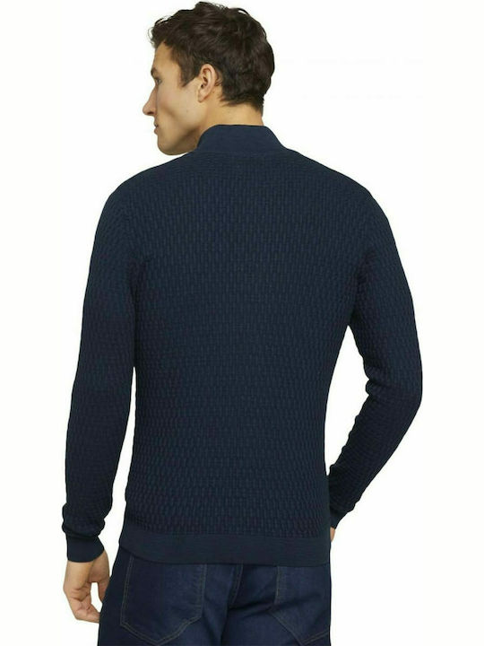 Tom Tailor Men's Knitted Cardigan with Zipper Navy Blue