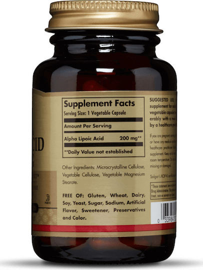 Solgar Alpha Lipoic Acid 200mg Ειδικό Συμπλήρωμα Διατροφής 50 φυτικές κάψουλες