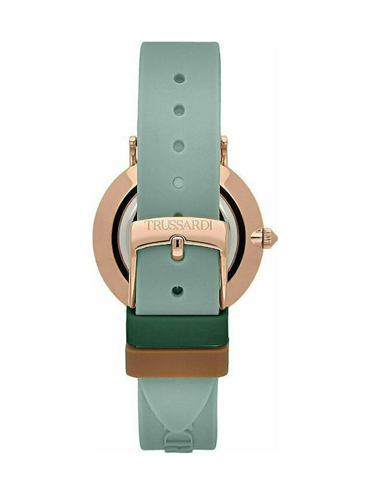 Trussardi T-Motif Γυναικείο Ρολόι 33mm Μπαταρίας με Τιρκουάζ Δερμάτινο Λουράκι