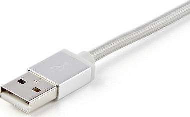 StarTech Braided Cablu USB la Lightning / Tip-C / micro USB cu mai multe porturi Gri 1m (LTCUB1MGR)