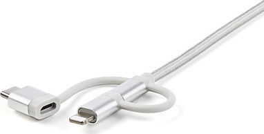 StarTech Braided USB to Lightning / Type-C / micro USB Cable Γκρι 1m (LTCUB1MGR)