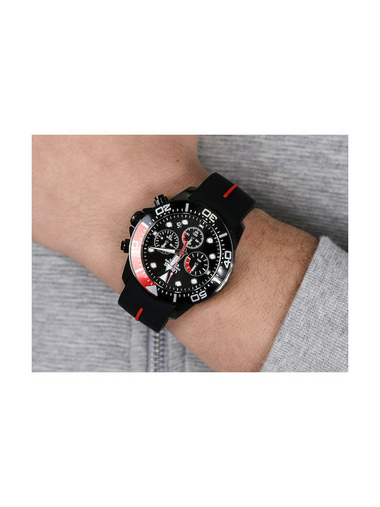 Lorus Watch Chronograph Battery with Black Rubber Strap