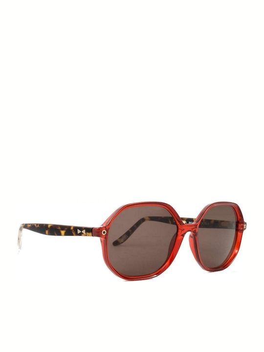 Snob Milano Pupi Women's Sunglasses with Red Plastic Frame and Brown Lens SN113C003Z