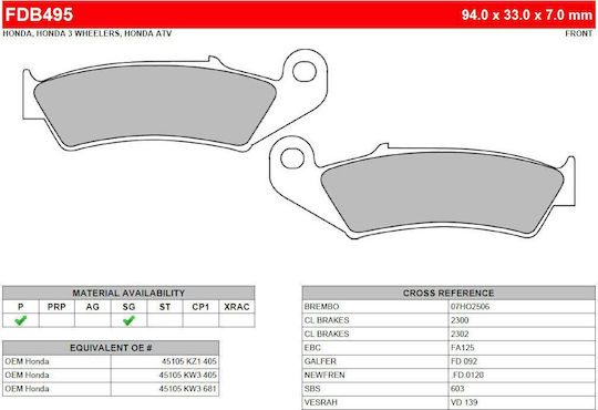 Ferodo Plăcuțe de frână pentru motociclete Înainte Platinum Honda NX 250 Dominator/Honda XR 600 R 1991-1993