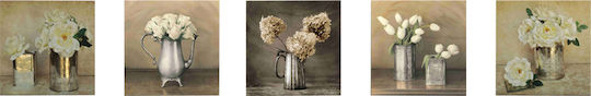 HomeMarkt Flowers Fünffach Gemälde Hölzernes 75x15cm