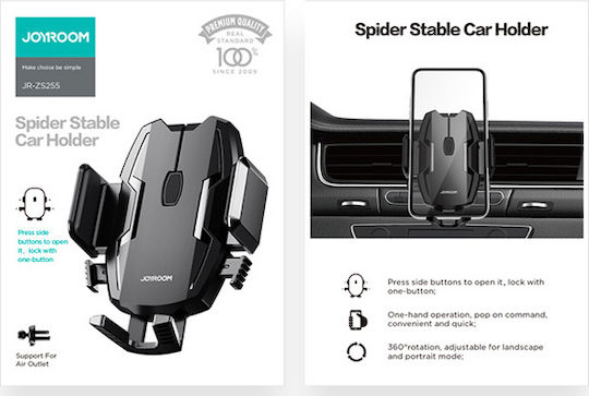 Joyroom Car Mobile Mount with Adjustable Hooks Black