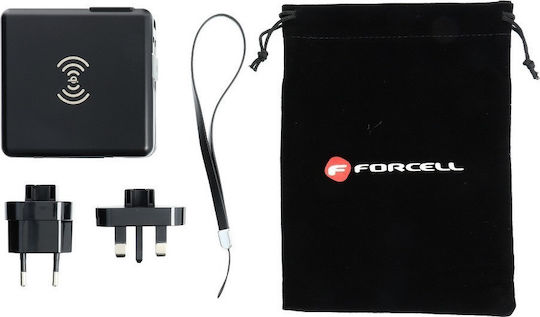 Forcell 5-in-1 Multifunctional Power Bank 10000mAh 20W με Θύρα USB-A και Θύρα USB-C Quick Charge 3.0 Μαύρο