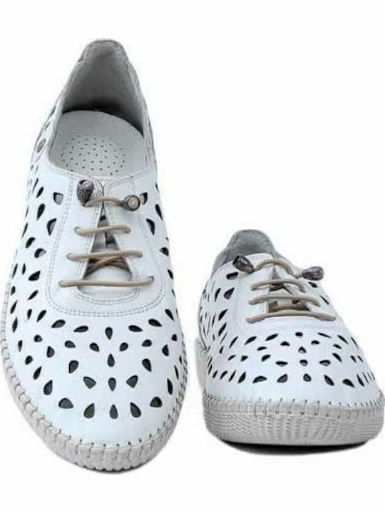 17191 Δερμάτινα Γυναικεία Oxfords σε Λευκό Χρώμα