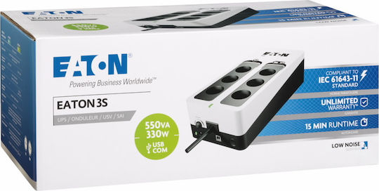 Eaton 3S Gen2 UPS Off-Line 550VA 330W με 6 Schuko Πρίζες