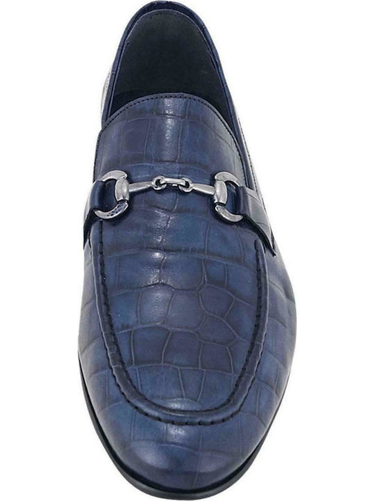 GK Uomo 14151 Men's Leather Loafers Blue