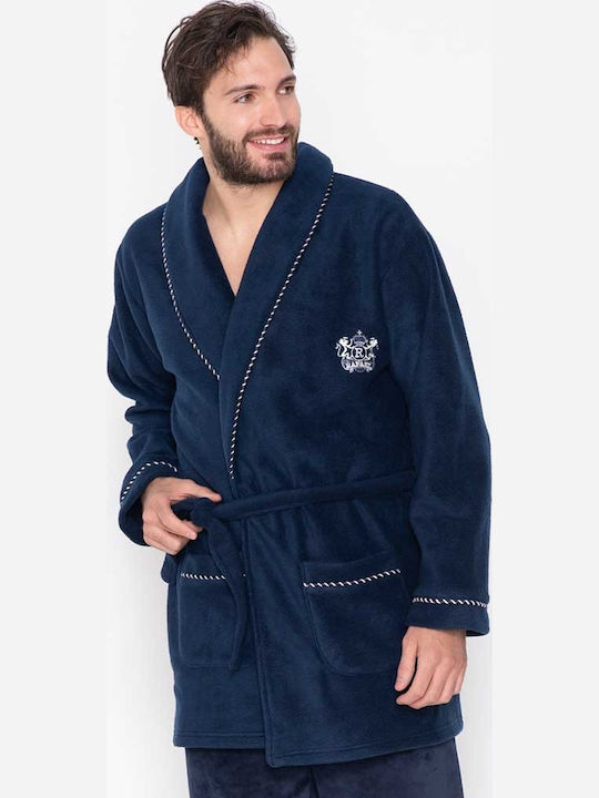 Rafael A4820 Χειμερινή Ανδρική Ρόμπα Fleece Navy Μπλε
