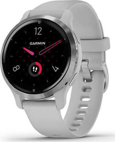 Garmin Venu 2S Stainless Steel 40mm Waterproof Smartwatch with Heart Rate Monitor (Silver / Mist Gray)