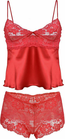 Dkaren Aga Set Sexy Σετ Εσωρούχων με Δαντέλα Red