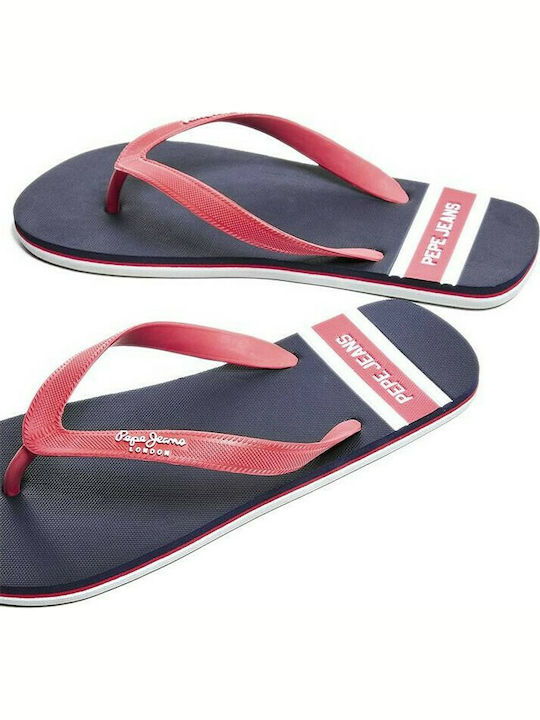 Pepe Jeans Bay Beach Man Navy Men's Flip Flops Red