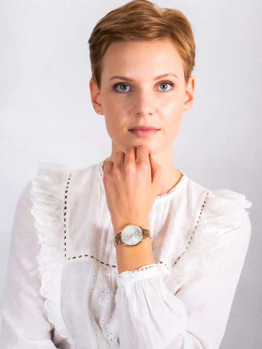 Esprit Debi Flower Γυναικείο Ρολόι 36mm Μπαταρίας με Χρυσό Μεταλλικό Μπρασελέ