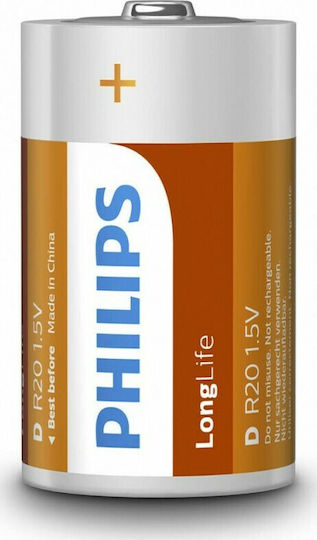 Philips LongLife Μπαταρίες Zinc D 1.5V 2τμχ