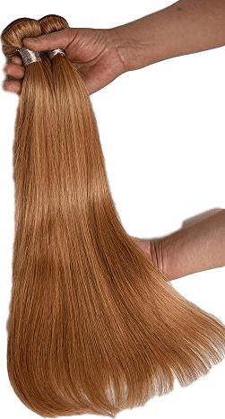 Bioshev Professional Haarteile mit Clip mit Echthaar in Licht Blond Farbe 50cm 8.0