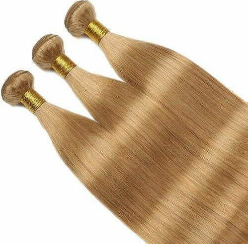Bioshev Professional Haarteile mit Clip mit Echthaar in Blond Dore Farbe 50cm 7.3